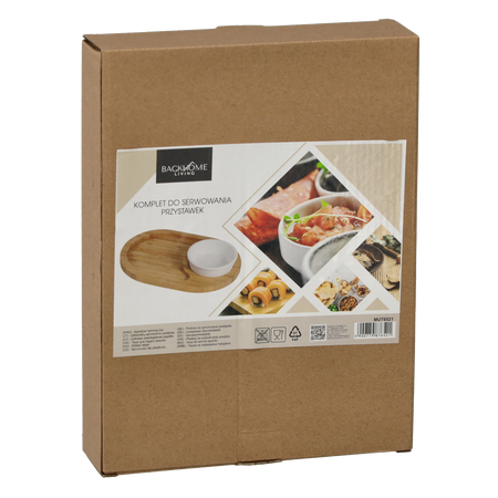 SET PENTRU SERVIRE APERITIVE - PLATOU OVALĂ CU BOL 28 X 21 X 4 CM *6521