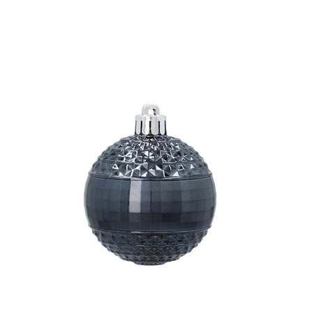 SET OF 6 BAUBLES 6 CM BURGUNDY/ANTHRACITE/CHAMPAGNE (TUBE)