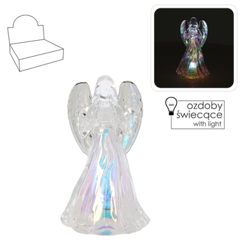OZDOBA BOŻONAR. - ANIOŁEK LED PLASTIKOWY 7,5 X 12,5 CM MIX WZORÓW disp=12szt *9025
