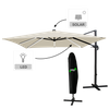 ZÁHRADNÝ PARASOL 3 x 3 M BEŽOVÝ "ROMA" S POŤAHOM S LED *1565