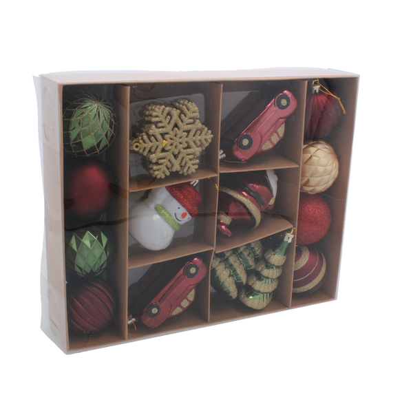 Set de 20 decorațiuni de Crăciun bronz / burgund *5300