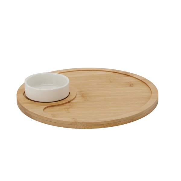 ROUND CHIP & DIP TRAY SET WITH 1 BOWL