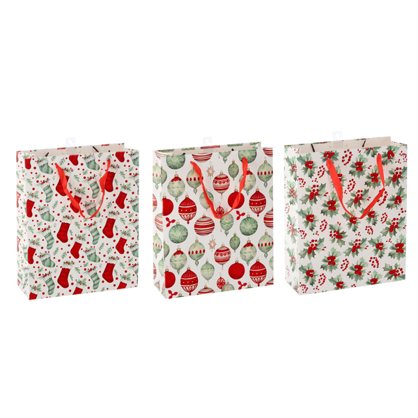 PŘÍLEŽITOSTNÁ TAŠKA BOŽONAR. "VÁNOČNÍ SYMBOLE" 26 x 32 x 10 CM MIX VZORŮ balení=12ks *6918