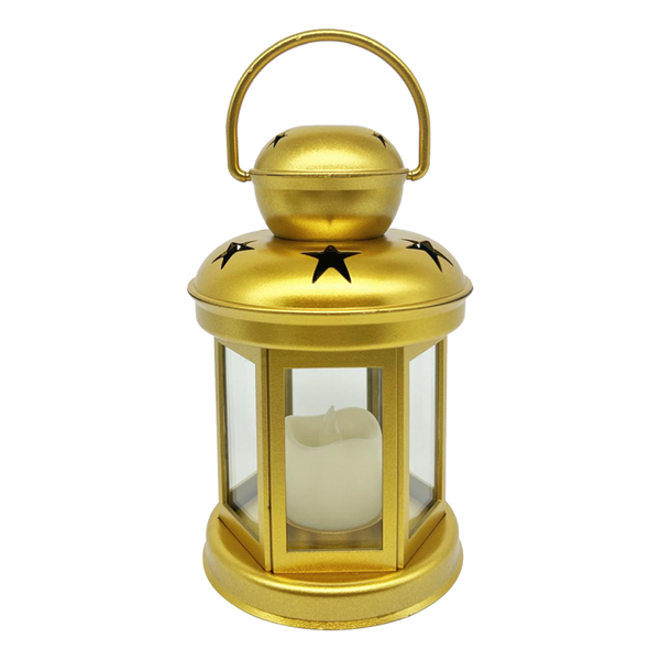 LAMPION S LED VELIKOSTI 10 x 10 x 19 CM - STŘÍBRNÝ / ZLATÝ / ČERVENÝ disp=9ks *9379