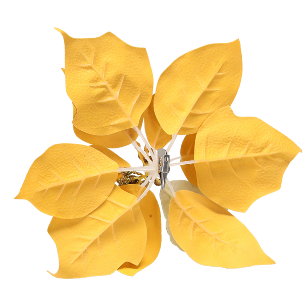 FLORĂ ARTIFICIALĂ - STEAUA BETLEHEMULUI 25 CM PE CLIPS AURIE ambalaj=12 buc *3858