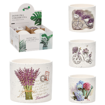 CERAMIC POT COVER 12.5 x 12.5 x 11.5 CM MIX PATTERNS disp=4pcs *0506