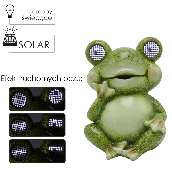 FIGURKA OGRODOWA - ŻABA ZE ŚWIECĄCYMI OCZAMI 18,5 x 18,4 x 25,5 cm LED *9279
