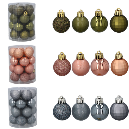Set de 20 bile de 3 cm verde olive/cupru/grafit mix modele *7177