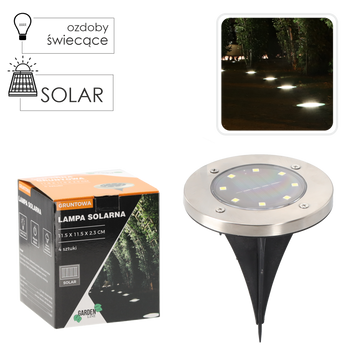 Set of 4 ground solar lamps silver 11.5 x 11.5 x 2.3 cm