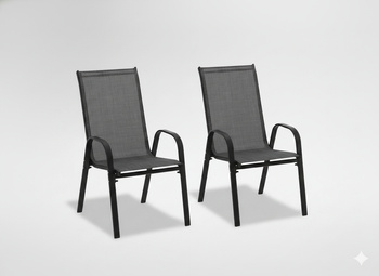 SET OF 2 BLACK GARDEN CHAIRS 54 X 72 X 96