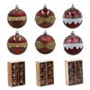 SET OF 6 CHRISTMAS BAUBLES DARK RED 7 CM
