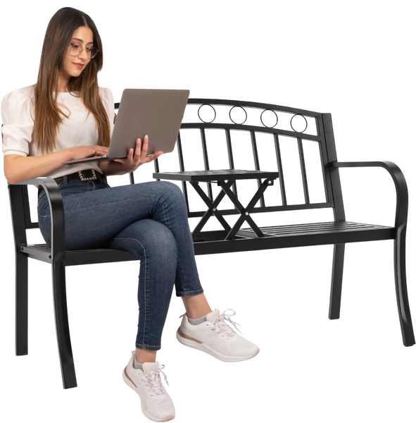 ŁAWKA DO OGRODU 127 x 53 x 84 CM Z ROZKŁADANYM STOLIKIEM