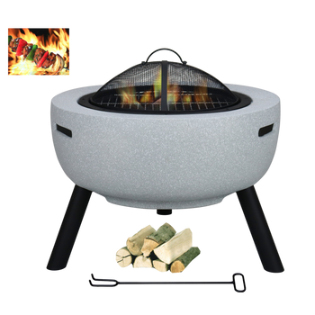 GARDEN FIRE PIT WITH COVER AND POKER 60 x 60 x 52 CM