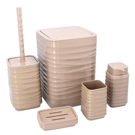 5-PIECE BATHROOM SET SQUARE BROWN