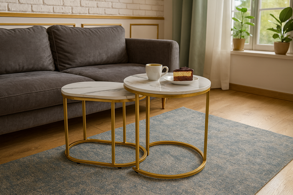 NESTING TABLE SET OF TWO MARBLE