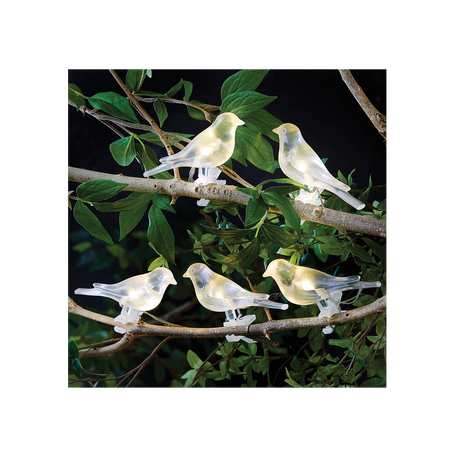 SET OF 5 SOLAR BIRDS STRING LIGHTS WITH CLIPS WARM WHITE LED