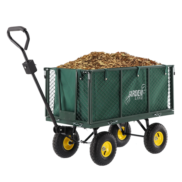 WÓZEK OGRODOWY DWUFUNKCYJNY XL - ZIELONY Z PLANDEKĄ 