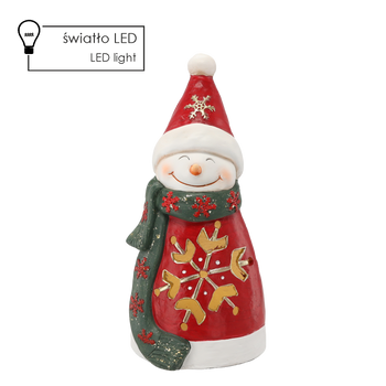 FIGURKA BOŽÍHO NAROZENÍ - SNEHULÁK SE SNEHOVOU KULIČKOU 18,7 X 18 X 39,7 CM LED *1476