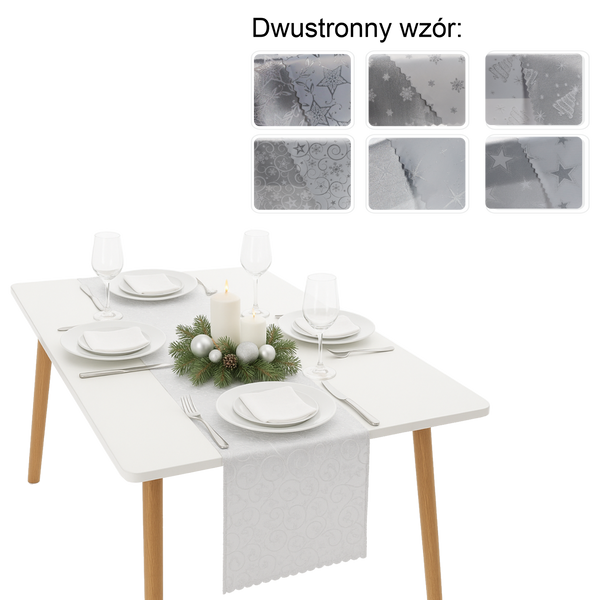 OBOUSTRANNÝ BEŽNÍK STRIEBORNÝ MIX 35X220 CM VIANOCIA BALENIE 1KS *4396