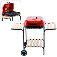 AMERICAN CHARCOAL BBQ WITH SIDE SHELVES AND WHEELS 96 x 45 x 75 CM