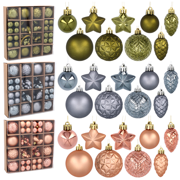 SET DE 60 DECORAȚIUNI PENTRU BRAZI OLIV/MEZDA/GRAFIT MIX DE MODELE *7603