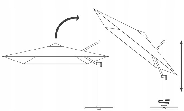 ZAHRADNÍ PARASOL "MINI ROMA" 2,5 x 2,5 M ŠEDÝ S OBALOM *5378