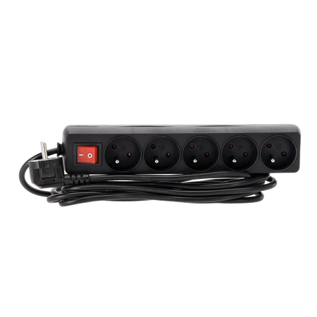 EXTENSION CORD POWER STRIP WITH SWITCH 5 SOCKETS 3 M BLACK