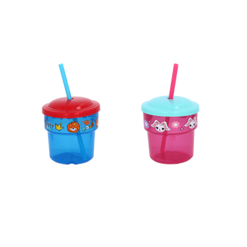 KUBEK PLASTIKOWY 200 ML Z RURKĄ *2085