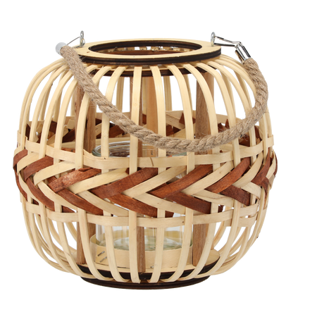 LANTERNĂ DIN LEMN H 23 CM ROTUNDĂ *3322