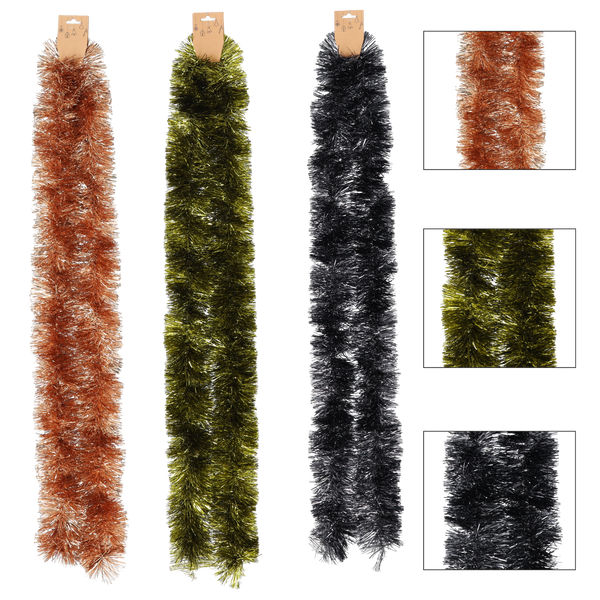 VÁNOČNÝ REŤAZ 2M OLIVOVÝ/MEDENÝ/GRAFITOVÝ balenie=12ks *7054