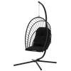 FOTEL WISZĄCY SKŁADANY ERIS CZARNY, PODUSZKA - CZARNA, RAMA - CZARNA