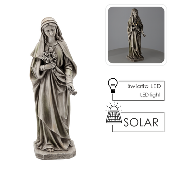 FIGURA ŚW. MARYJA Z BUKIETEM LED - BEŻOWA 16,5 X 17 X 51 CM *8738