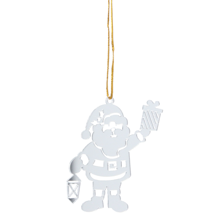 SET OF 3 CHRISTMAS TREE DECORATIONS - SILVER SANTA CLAUS 6 x 8 CM