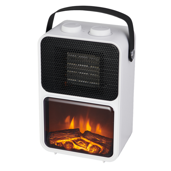 ȘEMINEU ELECTRIC - IMITAȚIE FLOCĂRĂ - ALB - 13,5 x 21 x 36 CM - 600/1200W 