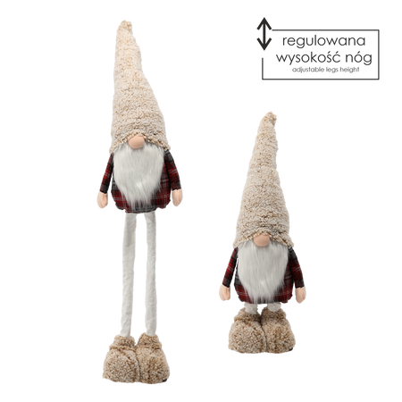 GNOME DE SĂRBĂTOARE CU PICIOARE REGULABILE 85 - 128 CM BEJ - ROȘU *9629