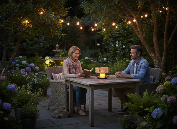 LAMPION METALOWO - DREWNIANY H 20/36 Z WKŁADEM SZKLANYM