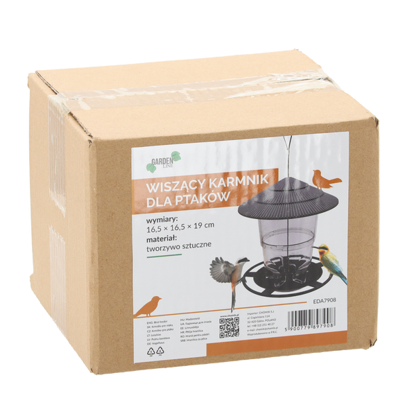 HANGING PLASTIC BIRD FEEDER 16.5 X 16.5 X 19 CM