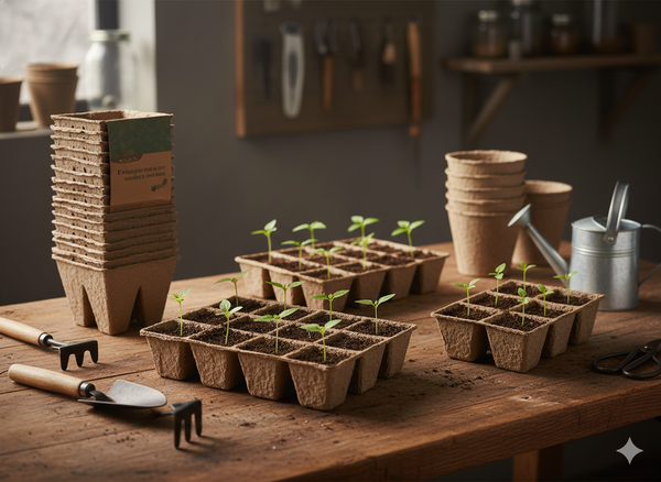 SET OF 6 PALLETS OF PEAT FLOWERPOTS 21 X 17 X 4,5 CM