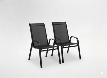 SET DE 2 SCAUNE DE GRĂDINĂ NEGRE 54 x 70 x 92 CM *1625