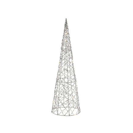 Vianočná ozdoba - LED kužeľový vianočný stromček 40 cm strieborný *6369