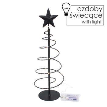 VIANOČNÉ OZDOBY - METALOVÝ ČIERNY STROMEČEK 39 CM LED *8785