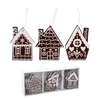 Set de 18 ornamente de Crăciun din lemn pentru suspendare, amestec de 3 modele maro închis, ambalaj=12 buc *8990
