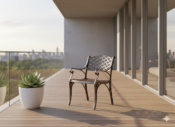 KRZESŁO ALUMINIOWE "MONDRICH" ANTYCZNY BRĄZ 65 x 64 x 92 CM