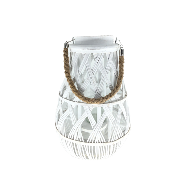 LAMPION 27 x 42 CM CU INSERT DE Sticlă - ALB *3117