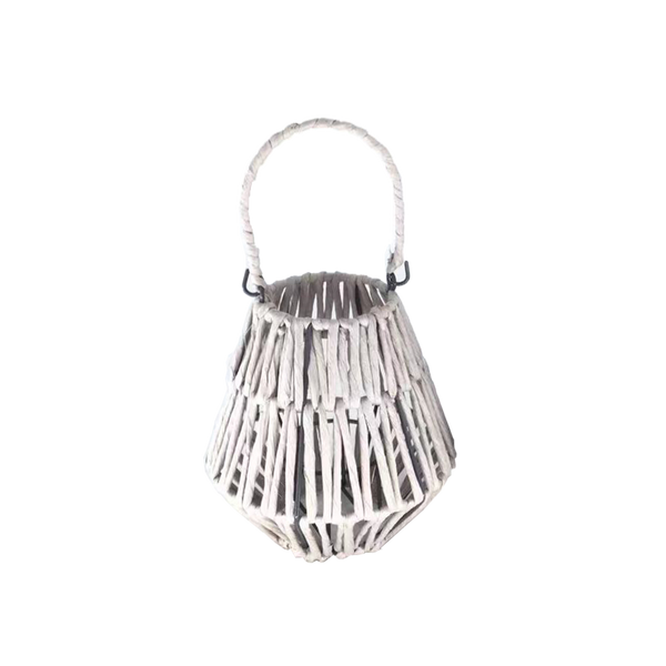 LANTERNĂ 18 x 20 CM CU INSERT DIN sticlă - ALB *3162