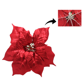 ARTIFICIAL FLOWER - POINSETTIA 25 CM ON CLIP RED