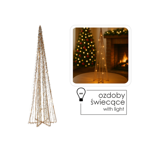 OZDOBA ŚWIĄTECZNA - CHOINKA LED STOŻKOWA 50 CM ZŁOTA *6383