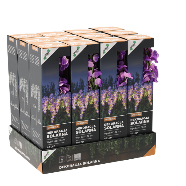 SOLAR LAMP H 70 CM WISTERIA 40 LED WARM WHITE DISPLAY=12PCS