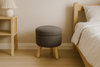 POUFF ROUND WITH WOODEN LEGS 30 x 28 CM GRAY