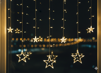 KURTYNA ŚWIETLNA LED GWIAZDKI 138L DŁ. 3 + 2 M CIEPŁY BIAŁY WEWN/ZEWN *3997